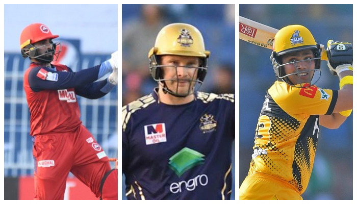 Asif Ali (left), Shane Watson (centre), and Kamran Akmal. — PCB/PSL/File