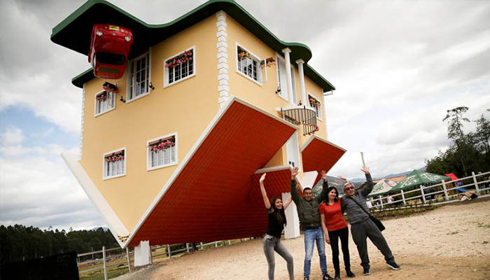 Upside down house is designed by its Austrian owner Fritz Schall who lives in Colombia with his family. — Reuters/File