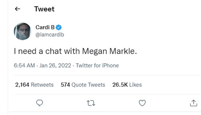 Cardi B says she needs a chat with Meghan Markle after winning defamation lawsuit