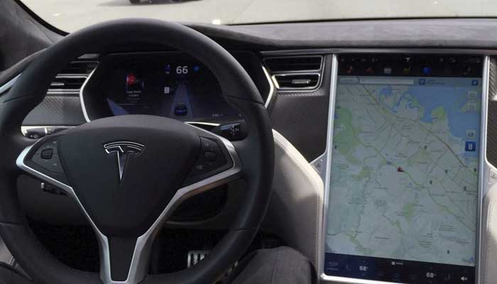 The interior of a Tesla Model S is shown in autopilot mode in San Francisco, California, US, April 7, 2016. — Reuters/File