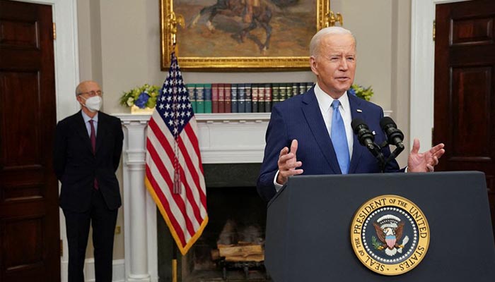 U.S. President Joe Biden delivers remarks with Supreme Court Justice Stephen Breyer as they announce Breyer will retire at the end of the courts current term, at the White House in Washington, U.S. — Reuters/File
