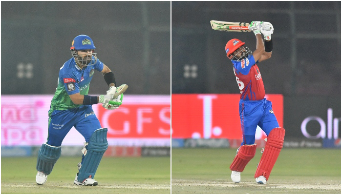Mohammad Rizwan (left) and Babar Azam can be seen in action during the opening match of the Pakistan Super Leagues (PSL) seventh edition at the National Stadium in Karachi, on January 27, 2021. — PCB