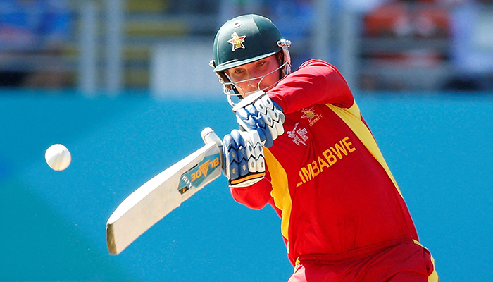 Zimbabwes Brendan Taylor hits a four during their Cricket World Cup match against India at Eden Park in Auckland, March 14, 2015. Picture taken March 14, 2015. — Reuters