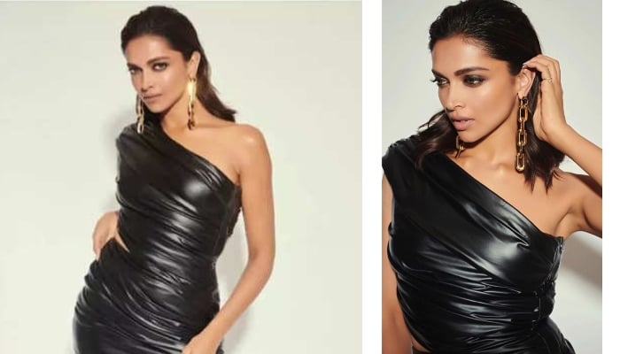 Deepika Padukone raises temperature on internet in chic black faux leather dress