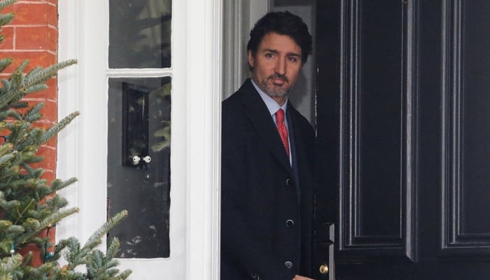 Canadas Prime Minister Justin Trudeau arrives to speak to news media outside his home in Ottawa, Ontario, Canada March 25, 2020. — Reuters