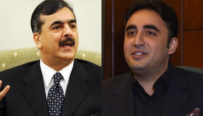 PPP leader Yousaf Raza Gillani and PPP Chairman Bilawal Bhutto-Zardari. — AFP/File