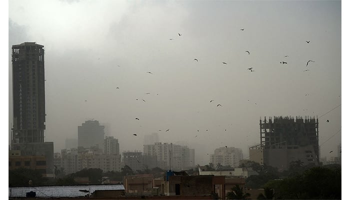A general view of Karachi during dust storm on May 18, 2021. — AFP/File
