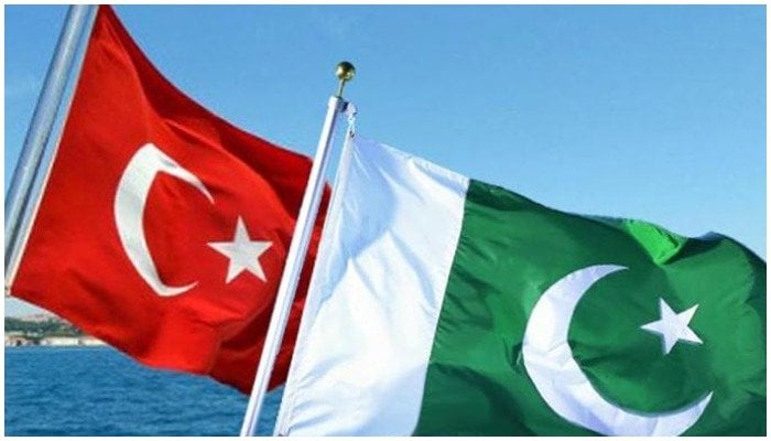 Photo showing the flags of Turkey (L) and Pakistan — File image