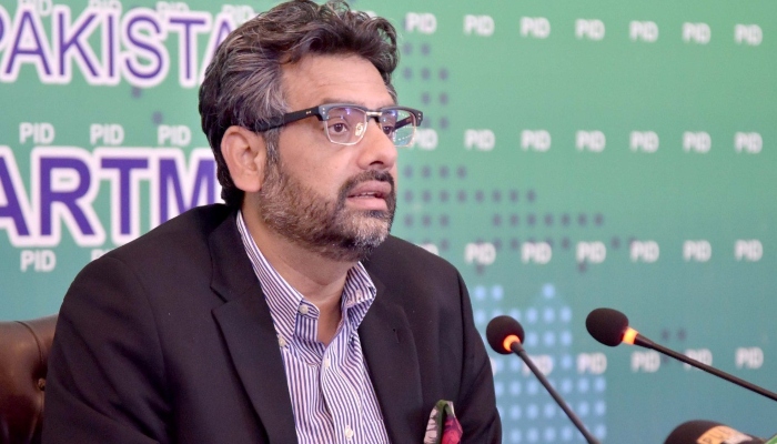 Spokesperson Ministry of Finance Muzzammil Aslam addressing a press conference in Islamabad on February 2. — PID