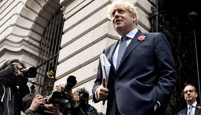 British Prime Minister Boris Johnson and Principal Private Secretary to the Prime Minister Martin Reynolds leave after a cabinet meeting at the Foreign and Commonwealth Office (FCO) in London, Britain November 10, 2020. — Reuters