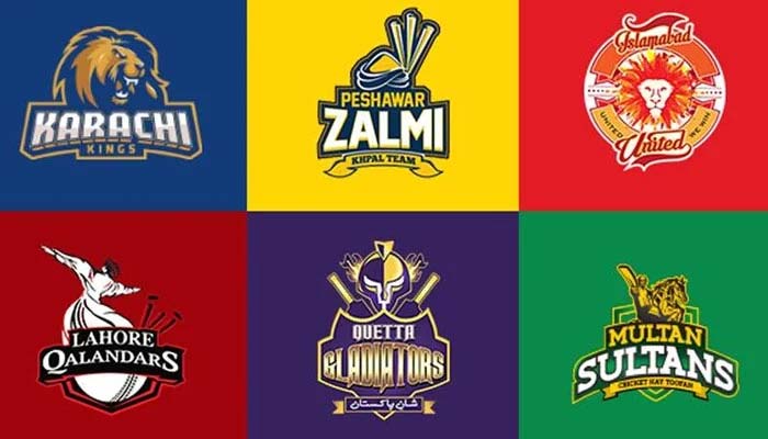 Logos of all six franchises of the Pakistan Super League. — Twitter/File