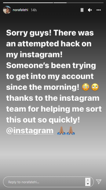 Nora Fatehi reveals her Instagram account was hacked