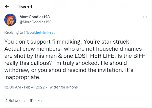 Alec Baldwins return to Boulder Film Festival called out by netizens