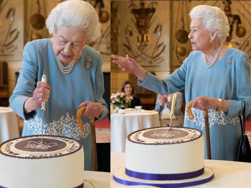 La reina corta un pastel para conmemorar su Jubileo de Platino y organiza una recepción para los voluntarios