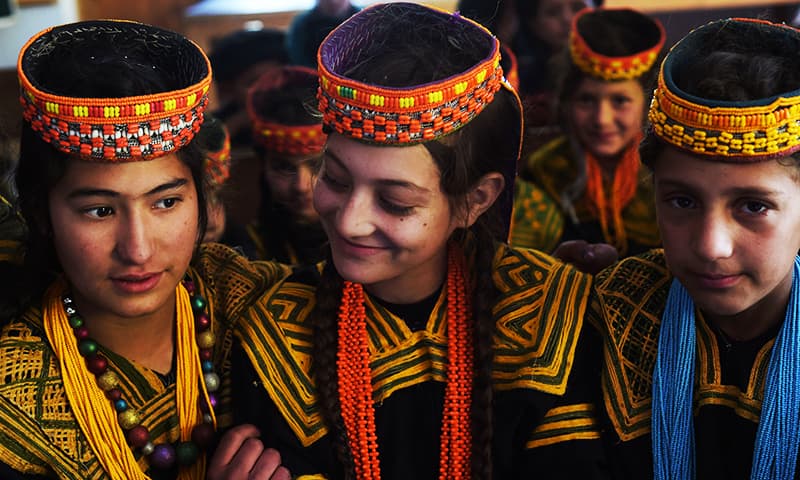 Representational image of Kalash students at a school in the Brun village of Bumboret valley. ─ AFP