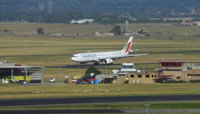 SriLankan Airlines flight UL604 lands at Tullamarine Airport in Melbourne. Photo: Reuters