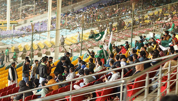 Fans can be seen at the stands during the Pakistan Super Leagues Karachi Kings vs Multan Sultans fixture in Karachi, on January 27, 2022. — PCB