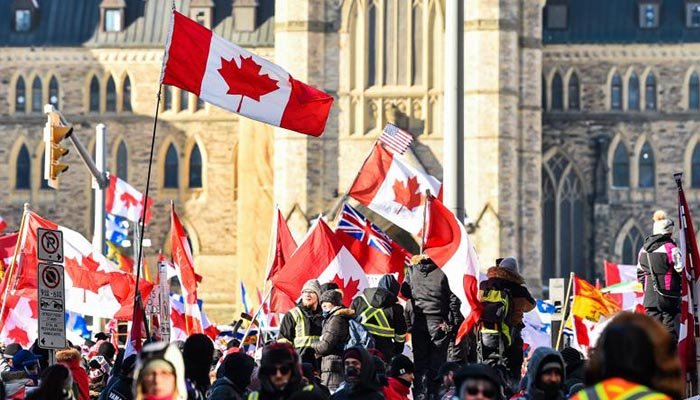 A protest against vaccine mandates near Parliament Hill in Ottawa, Canada, on Feb 6, 2022. — AFP/FILE
