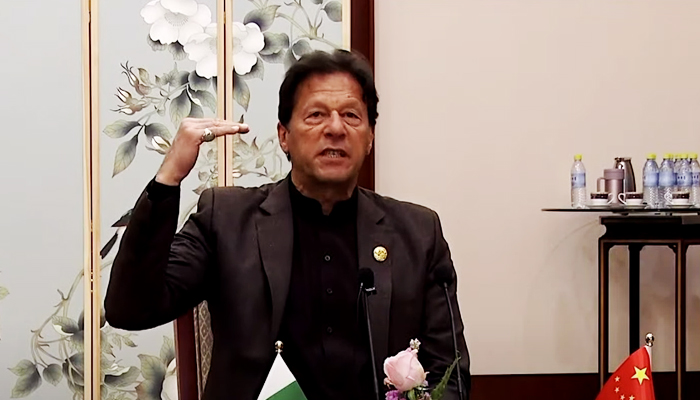 Prime Minister Imran Khan speaks during an interview with Director of the Advisory Committee of China Institute of Fudan University Dr Eric Li, on February 10, 2022. — YouTube