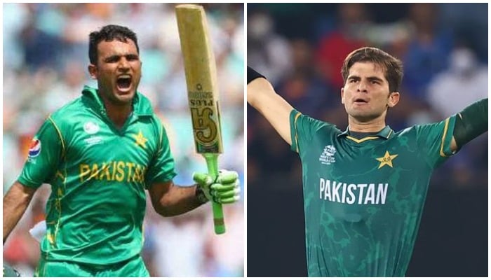 Fakhar Zaman (left) and Shaheen Shah Afridi (right). Photo: AFP