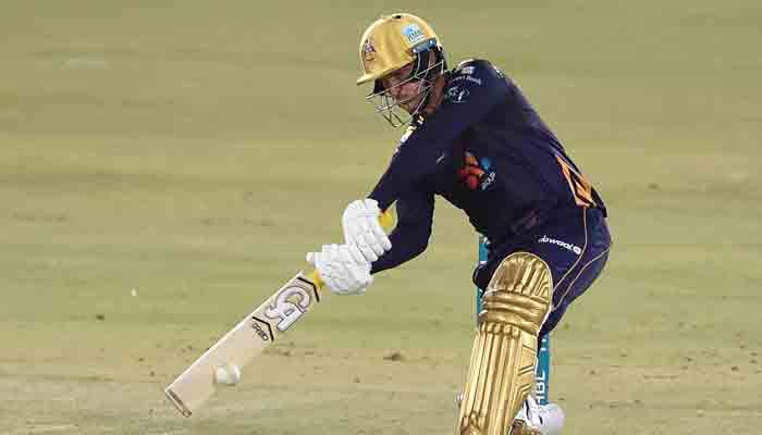 Quetta Gladiators´ Jason Roy plays a shot during the Pakistan Super League (PSL) Twenty20 cricket match between Quetta Gladiators and Lahore Qalandars at the National Cricket Stadium in Karachi on February 7, 2022.-AFP