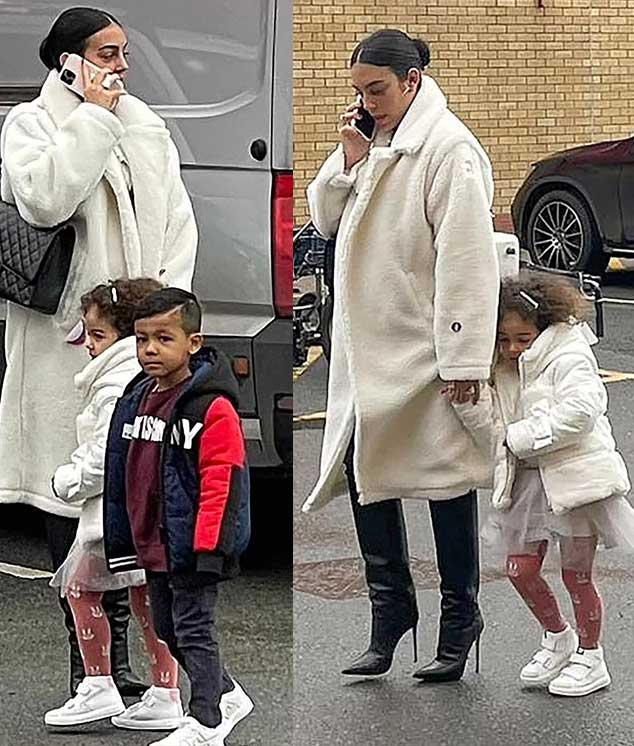 Georgina Rodriguez puts on stylish display as she comes to support Cristiano Ronaldo with children