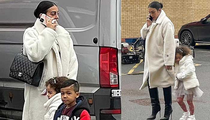 Georgina Rodriguez puts on stylish display as she comes to support Cristiano Ronaldo with children