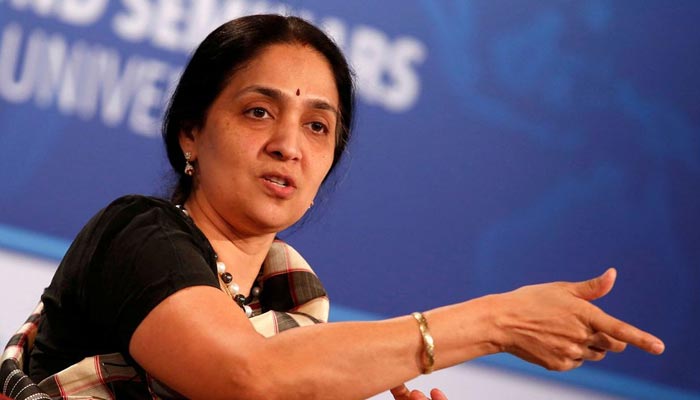 Chitra Ramkrishna, Managing Director and CEO, National Stock Exchange (India), participates in The Future of Finance panel discussion during the IMF-World Bank annual meetings in Washington October 12, 2014. — Reuters