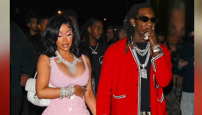 Cardi B flaunts her killer curves in stunning woollen dress as she attends Drakes show with Offset