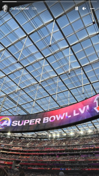 Hailey Bieber hits Super Bowl LVI
