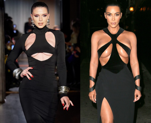 Julia Fox channels Kim Kardashian as she takes to the runway at NYFW
