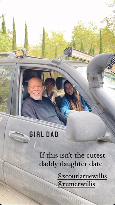 Bruce Willis enjoys date night with daughters he shares with ex-Demi Moore