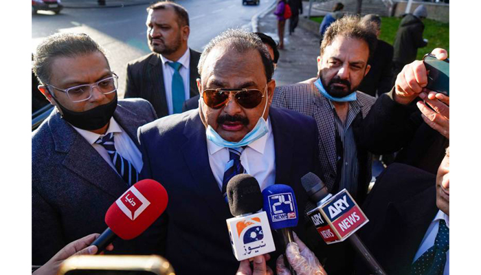 Muttahida Qaumi Movement (MQM) leader Altaf Hussain arrives at Kingston Crown Court in London. — AFP