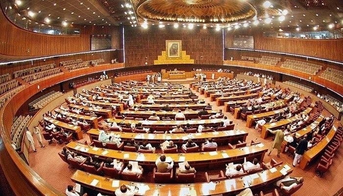 A panoramic view of National Assembly of Pakistan. Photo: AFP