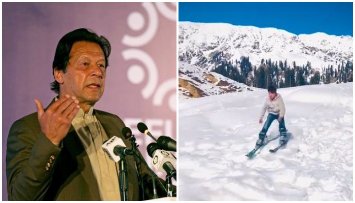 Collage of a photo of PM Imran Khan and a screengrab from the video shared by the premier. Photo: Reuters/ Twitter/ImranKhanPTI