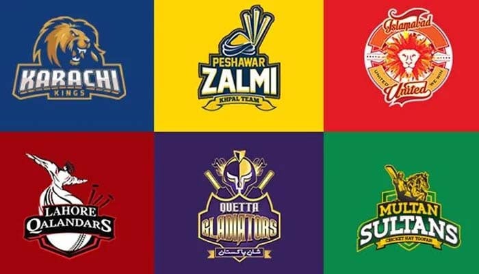 Logos of all six franchises of Pakistan Super League. — Twitter/File