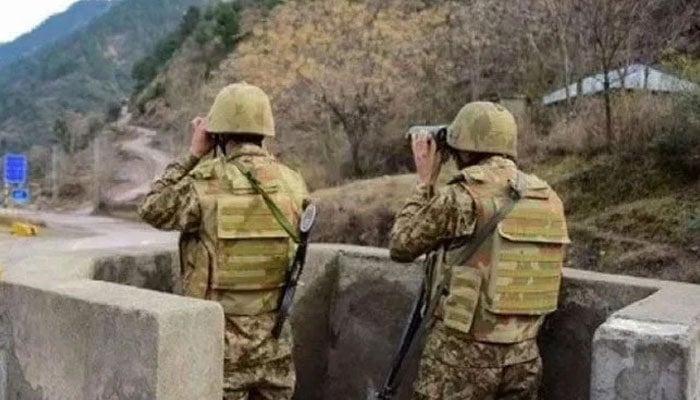 Security forces conduct a clearance operation in a hideout based on intelligence information about presence of terrorists near District Kohlu, Balochistan on February 20. — AFP/File