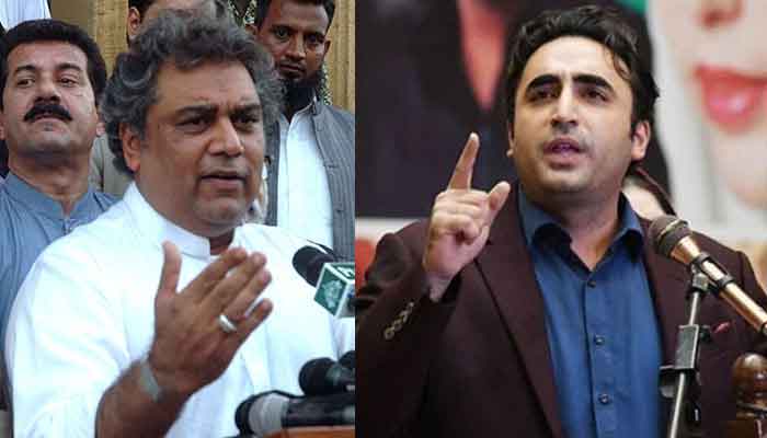 Federal Minister Ali Zaidi (left) and PPP Chairman Bilawal Bhutto Zardari (right). Photo: Geo.tv/ file