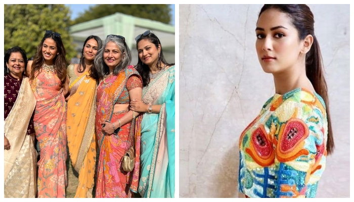 Mira Rajput dazzles in pink floral saree as she poses for family event
