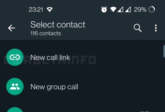 Can we send a link to join WhatsApp group calls?