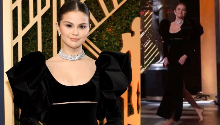 Selena Gomez took to the SAG Awards stage barefoot on Sunday after tripping on the red carpet