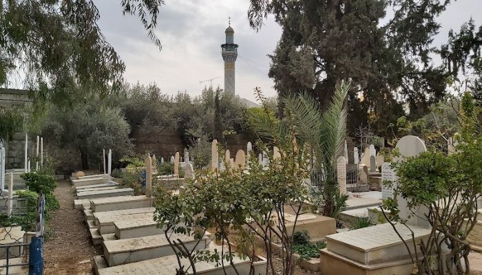 A graveyard, which is an extension of the shrine in Damascus.