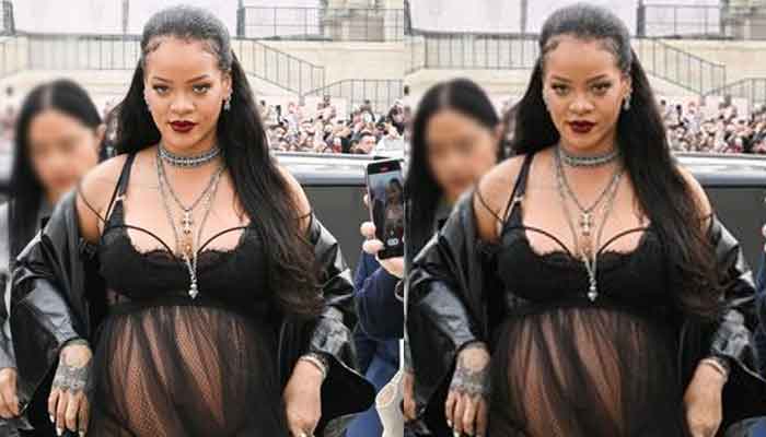 Rihanna turns heads in revealing outfit as she graces a fashion show in Paris