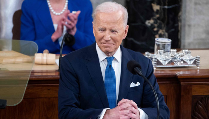 US President Joe Biden delivers the State of the Union address during a joint session of Congress in the US Capitol´s House Chamber March 01, 2022 in Washington, DC. Photo— JIM LO SCALZO / POOL / AFP