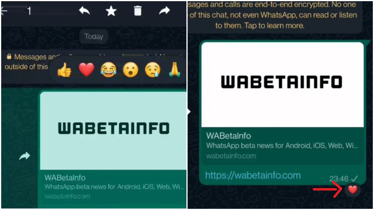 WhatsApp to animate message reactions option
