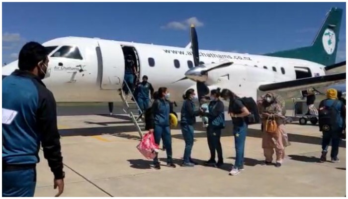 National Womens cricket squad arrives in Tauranga through a chartered plane.