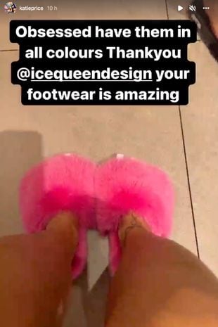 Katie Price appears in extravagant fur slippers, break promise to fans