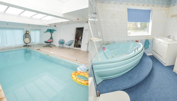 The house has a pool and a Jacuzzi-styled bath. — Deadline via The Sun