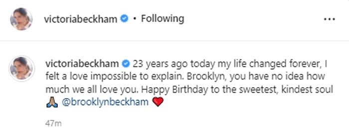 Victoria Beckham reveals how her life changed forever 23 years ago