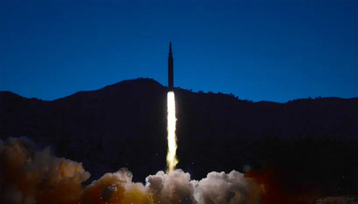 A missile is launched during what state media report is a hypersonic missile test at an undisclosed location in North Korea, January 11, 2022. Photo— KCNA VIA REUTERS/FILE PHOTO